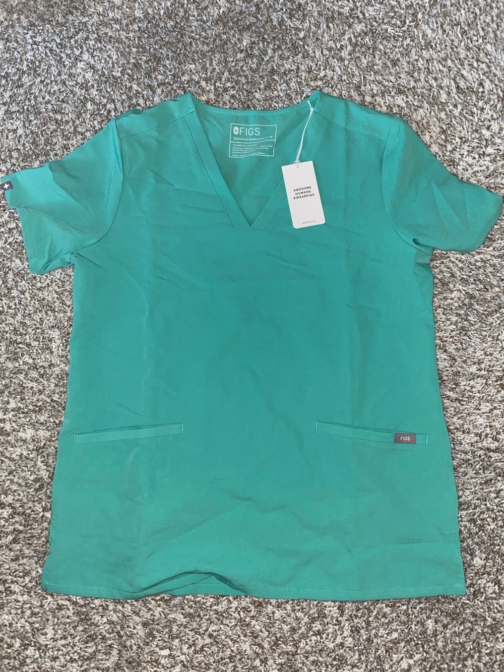FIGS Women’s V-Neck Tunic Top in Teal Green